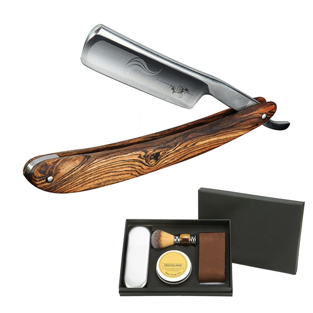 Straight Razor Kit Wooden Handle